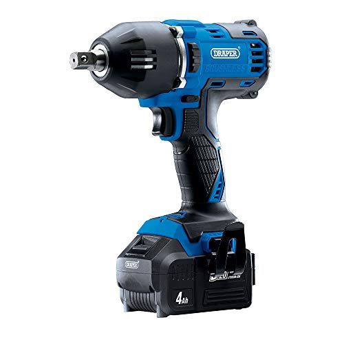 Draper 99251 D20: 20V Brushless Mid-Torque Impact Wrench, 1/2", 2 x 4.0Ah Batteries, 1 x Charger, 400Nm