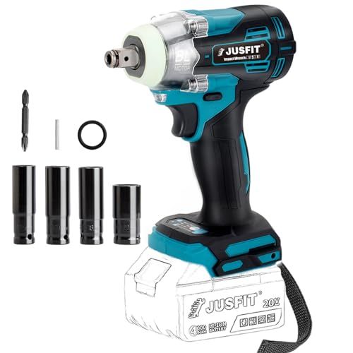 Taliyah Cordless Impact Wrench: 520Nm 1/2" Brushless Impact Gun, 18V Electric Wrench Driver for car Tires, Scaffolding, Assembly and Manufacturing Trades (Only Body)