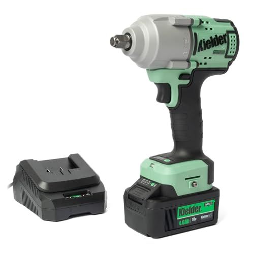Kielder KWT-180-83: 18v Brushless Cordless 1/2" 850Nm Mid Torque Impact Wrench, 1 x 4.0Ah TYPE18 Li-ion Battery and Charger